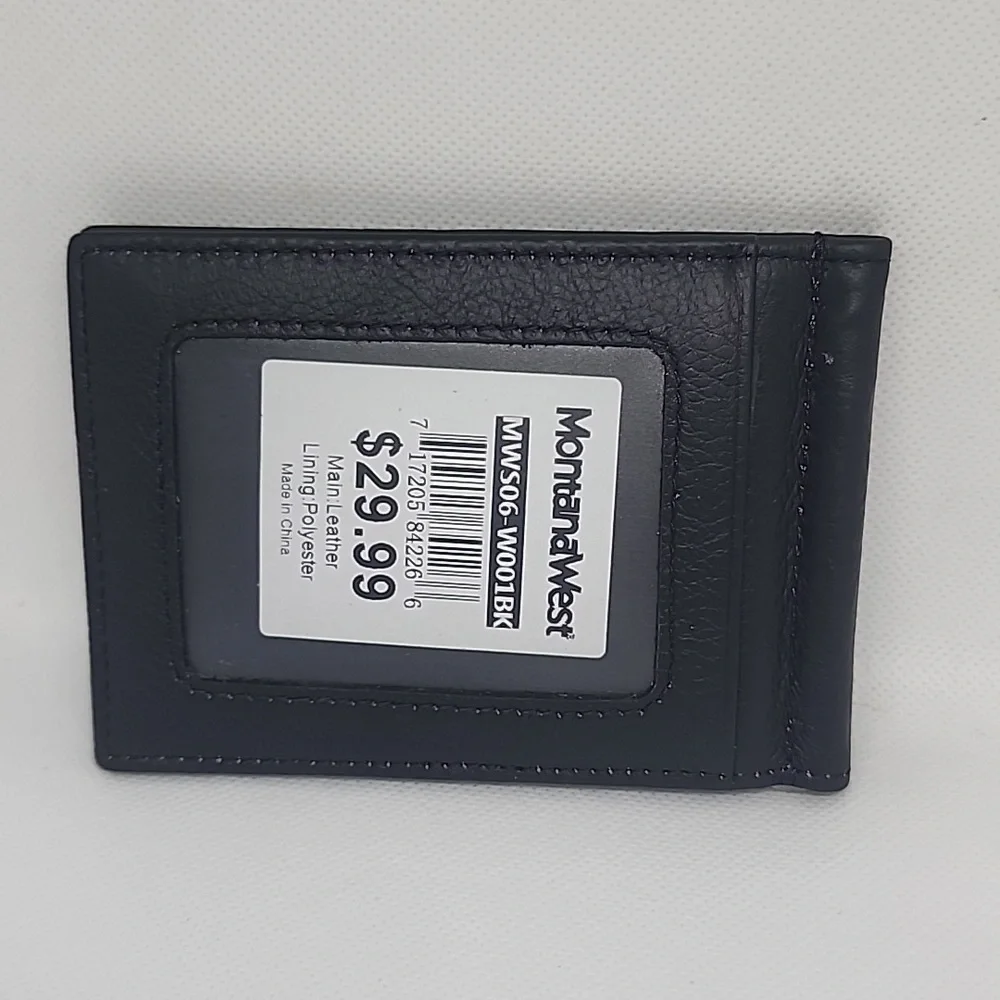 NWT!! Montana West Slim Bifold Wallet with Money Clip MWs06-W001BK